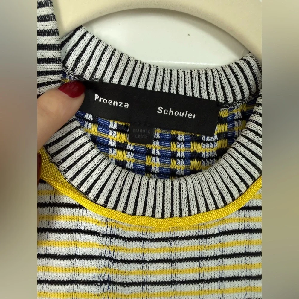 Proenza Schouler Yellow and Gray Striped Tank Top - Picture 3 of 4
